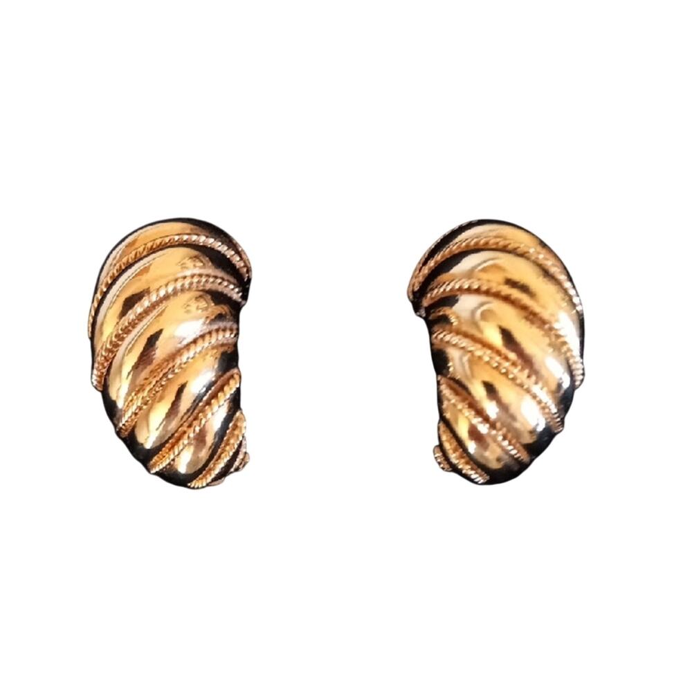 Elegant ST JOHN Vintage Gold-tone Spiral Design Earrings